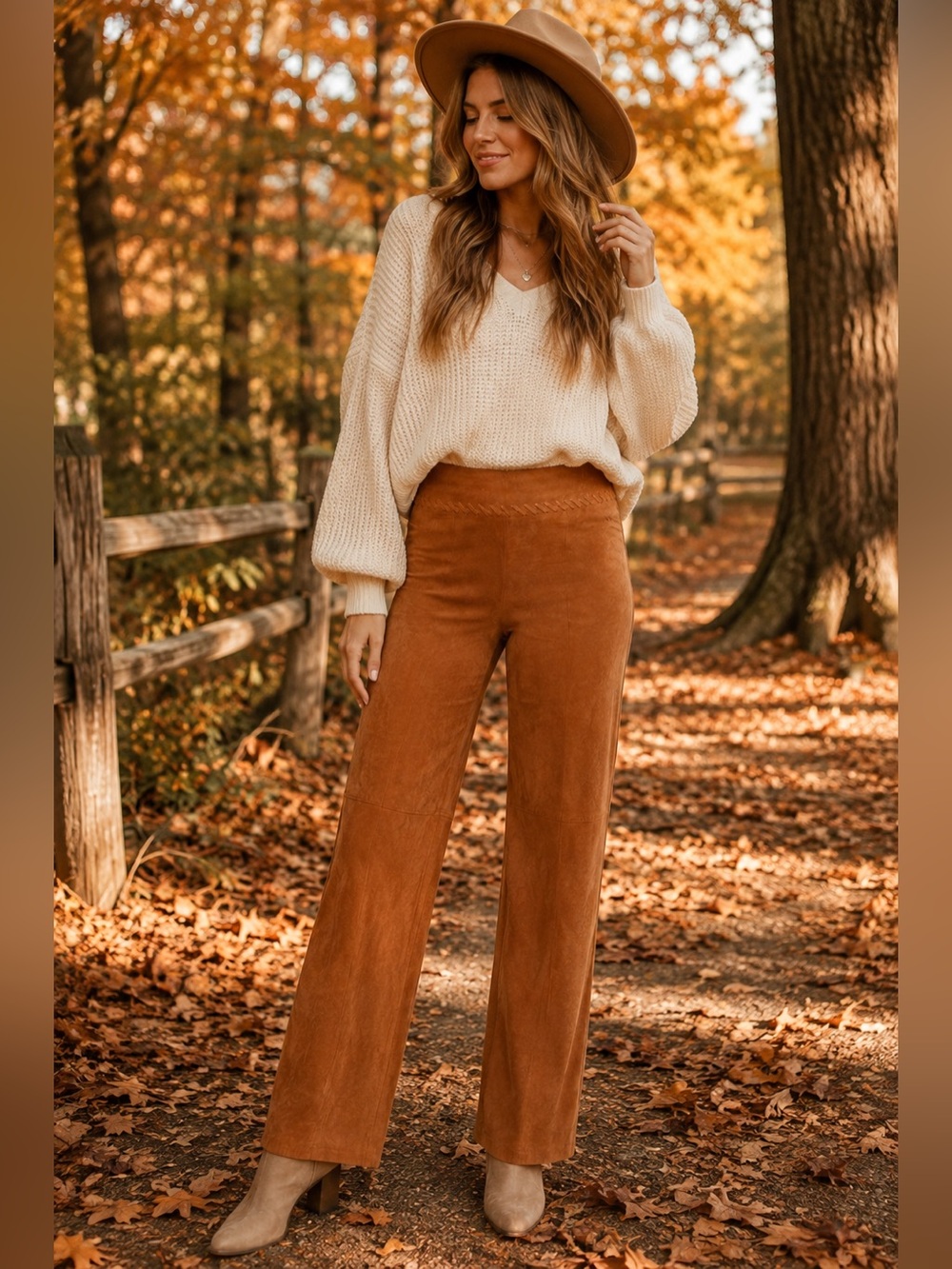 Madison Studio Suede Leather Pants Whipstitch Detail VTG Rodeo Western Festival